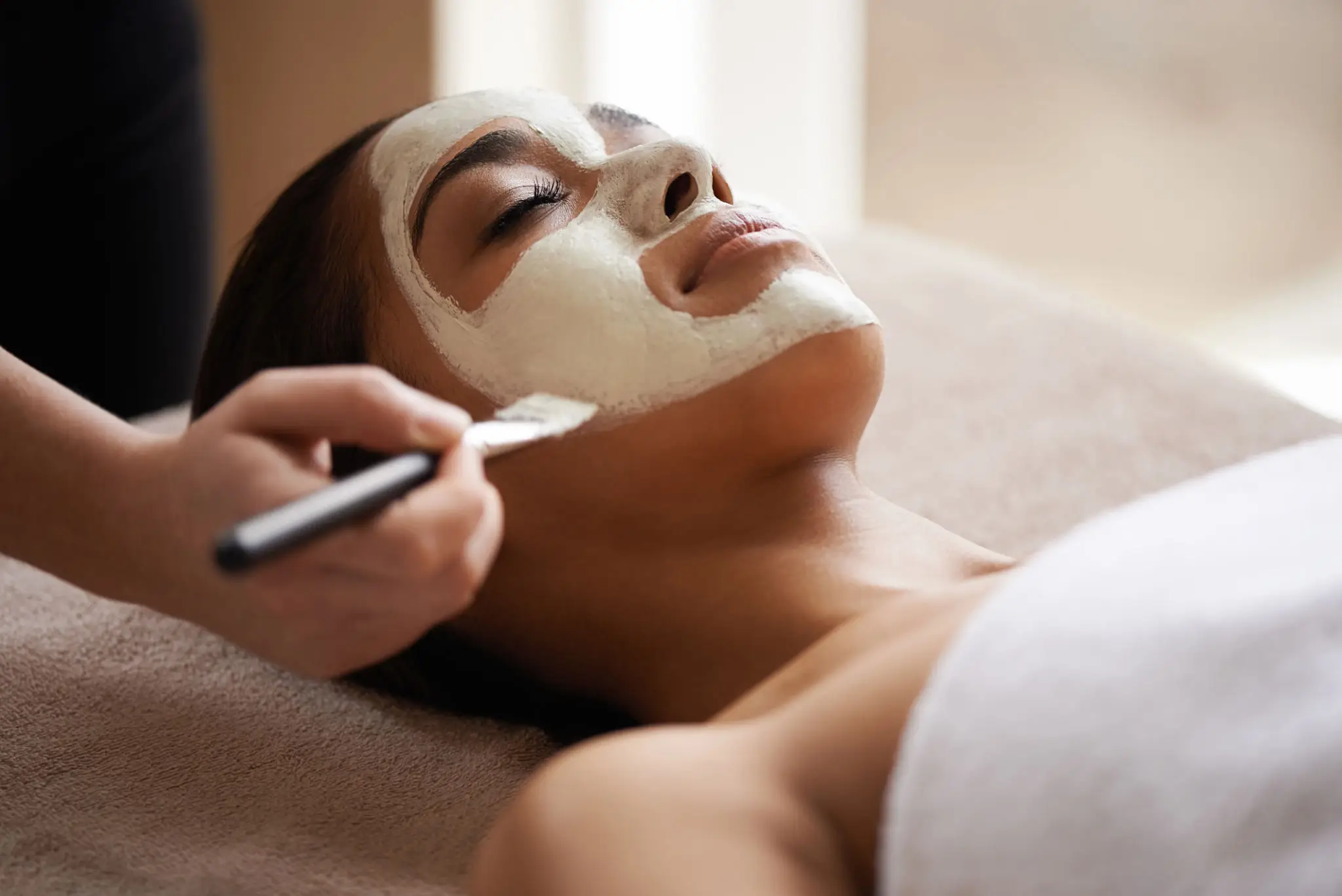 Relaxing facial treatment in progress