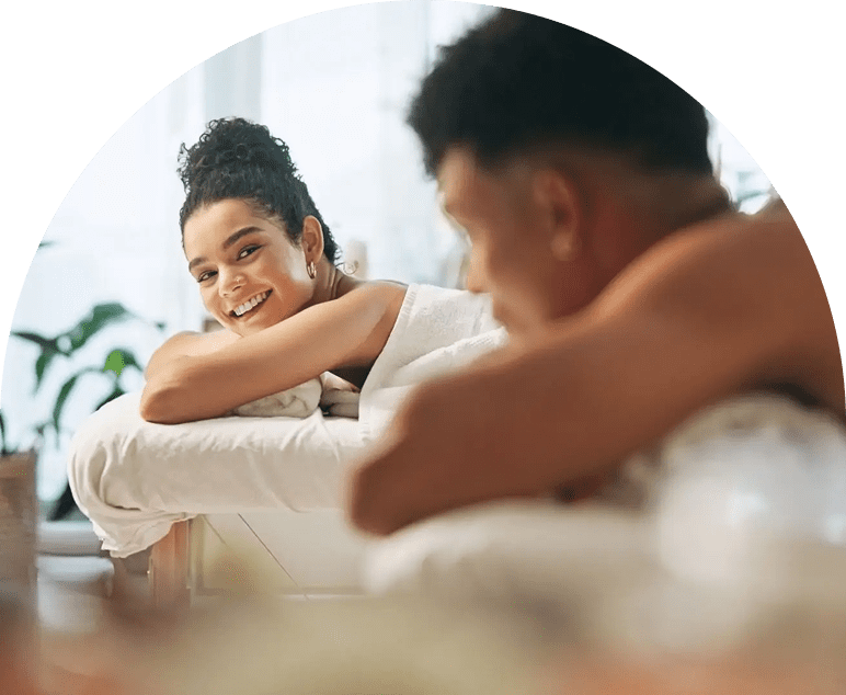 Couple enjoying a relaxing massage session together.