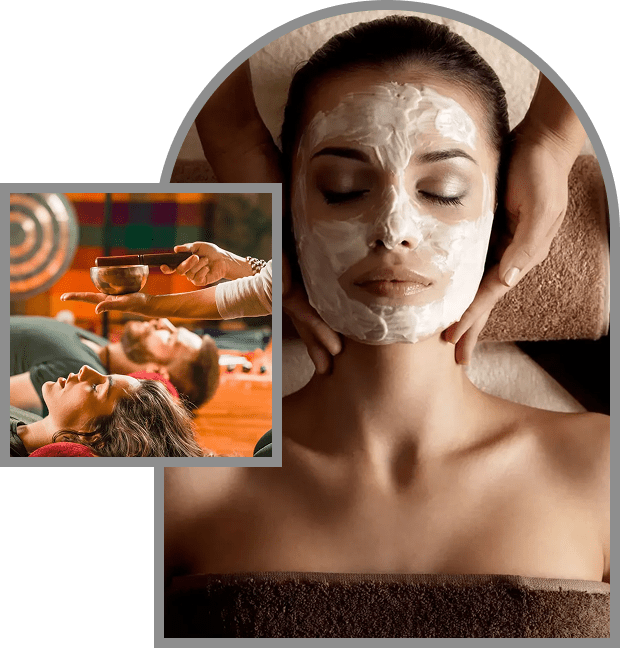 Couple enjoying a relaxing spa treatment together.